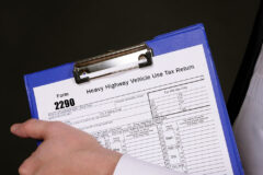 Close-up view of IRS Form 2290 for online filing guidance